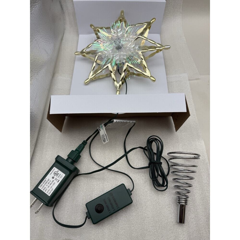Philips 11.25" Gold 8 point Star Treetopper with Iridescent Tinsel 3 Light *READ